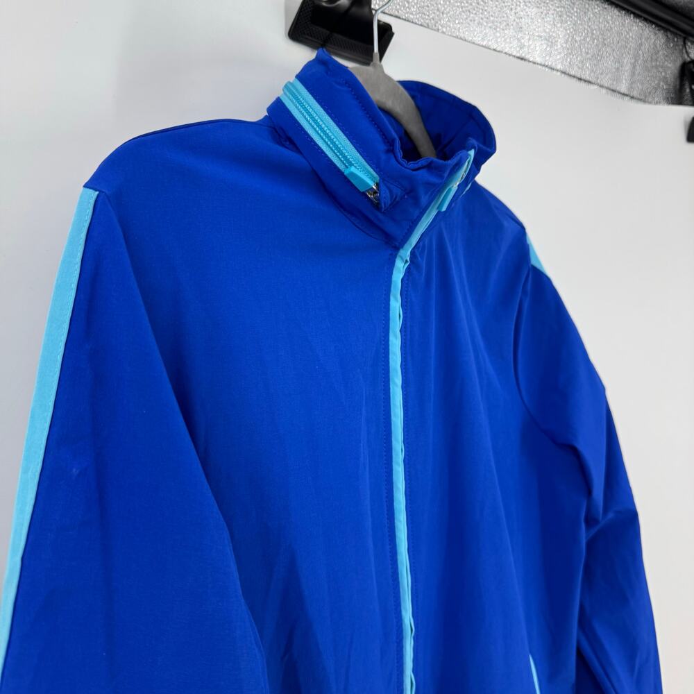 Lands' End Full Zip Windbreaker Jacket Womens M Blue Hooded Packable Lightweight - Picture 3 of 7